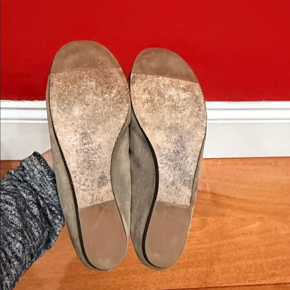 Lanvin Paris Cap Toe Ballet Flats Brown Gray‎ Suede Black Patent Leather 37